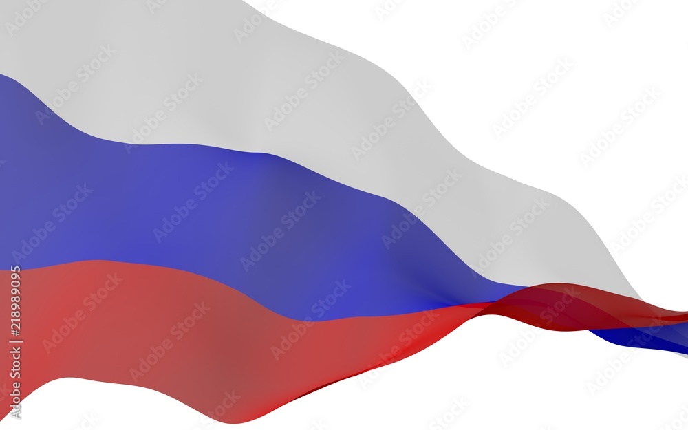 Fototapeta premium Waving flag of the Russian Federation. The National. State symbol of the Russia. 3D illustration
