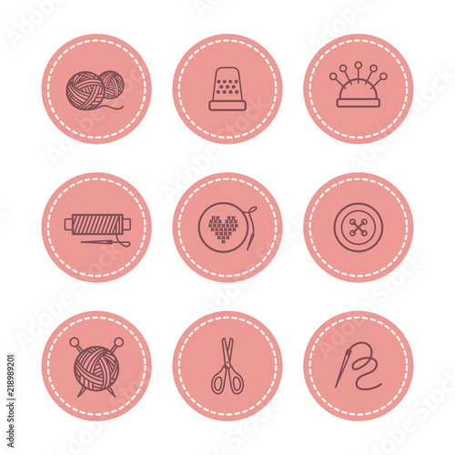 Handmade and sewing badges set vector illustration