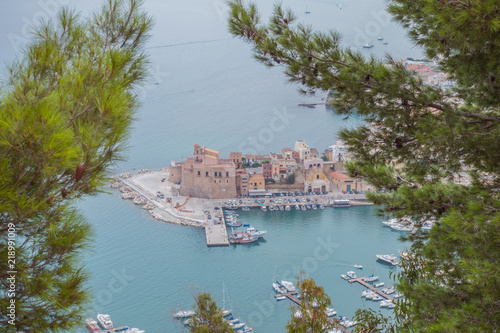 Aerial view of the colorful city of Castellamare del Golfo, Sicily, Italy photo