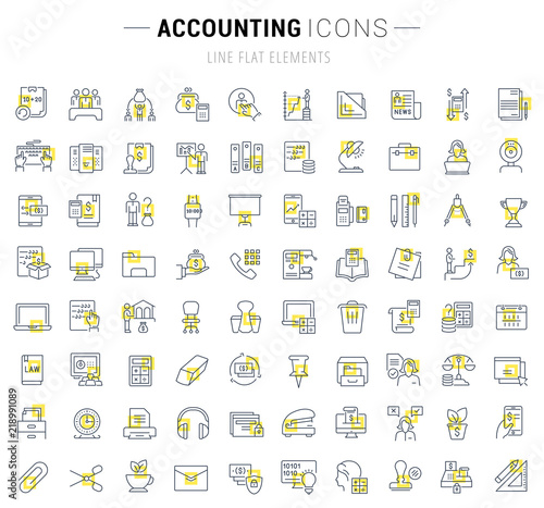 Set Vector Line Icons of Accounting.