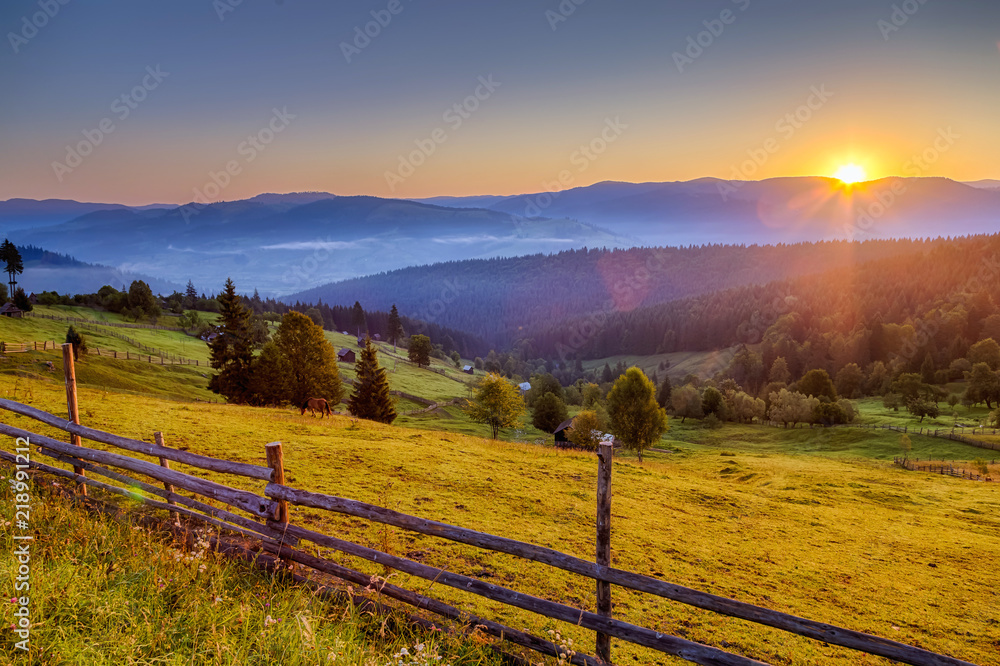 Summer sunrise in Bucovina, Romania