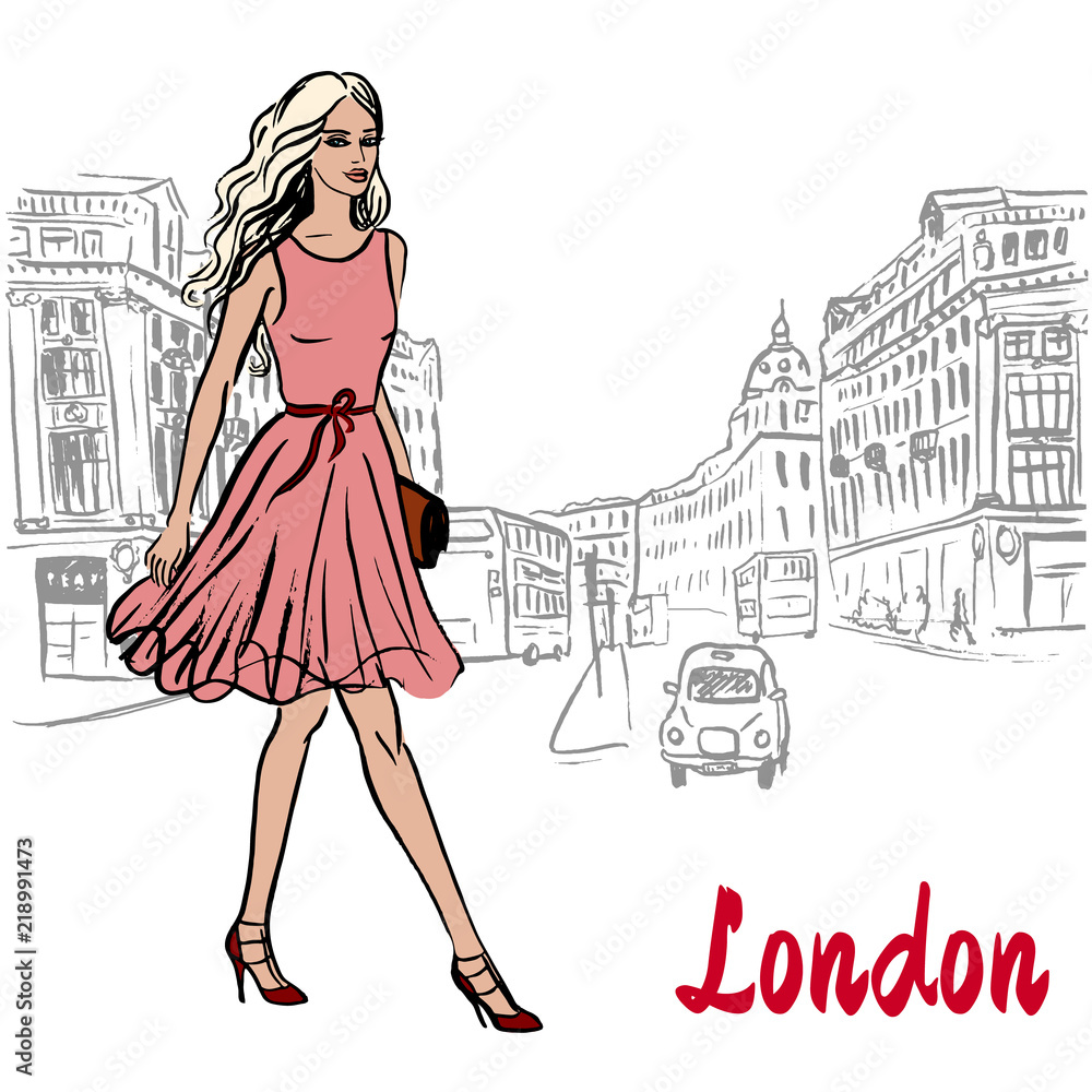 Woman walking in London
