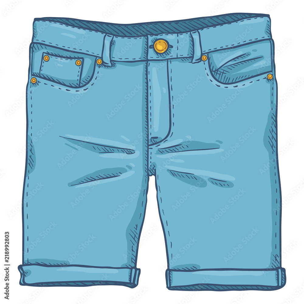 Vector Cartoon Illustration - Blue Denim Jeans Shorts Stock Vector | Adobe  Stock