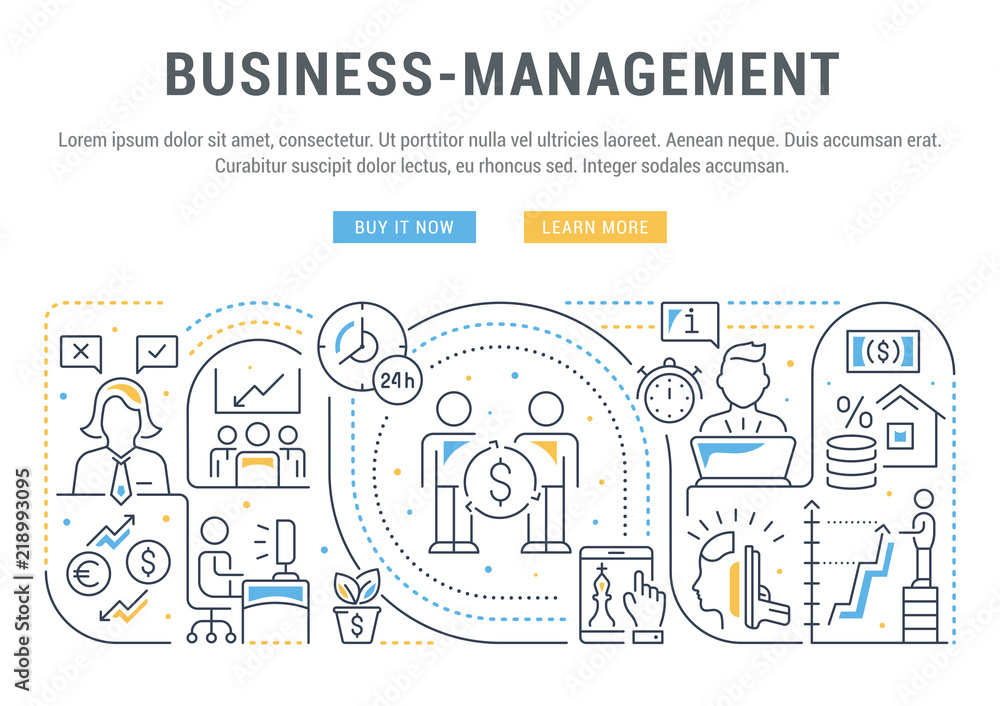 Linear Banner of Business-Management. Linear Banner of Business-Management.