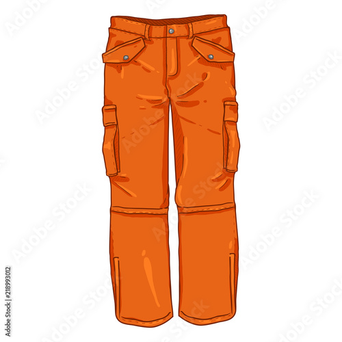 Vector Single Cartoon Illustration - Winter Orange Hiking Trousers
