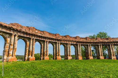Print op canvas Colonnade of the Ruzhany palace complex, the largest monument of palace architec