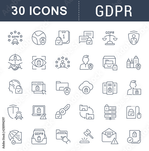 Set Vector Line Icons of GDPR.