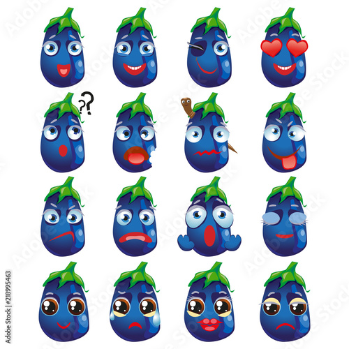 Eggplant Emoji Emoticon Expression. Funny cute food © Andreichenko