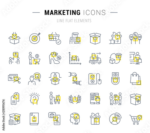 Set Vector Line Icons of Marketing.