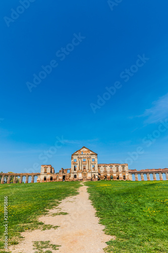 Ruins of the Ruzhany Palace Complex, the largest monument of the palace architecture of Belarus with elements of late Baroque and Classicism © dadamira