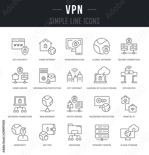 Set Vector Line Icons of VPN.
