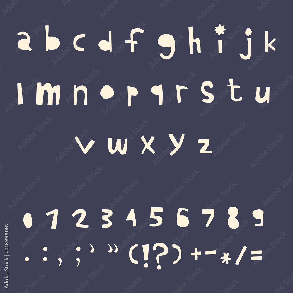 Carved alphabet number and punctuation marks. Rustic font. Vector ABC Carved alphabet number and punctuation marks. Rustic font. Vector ABC