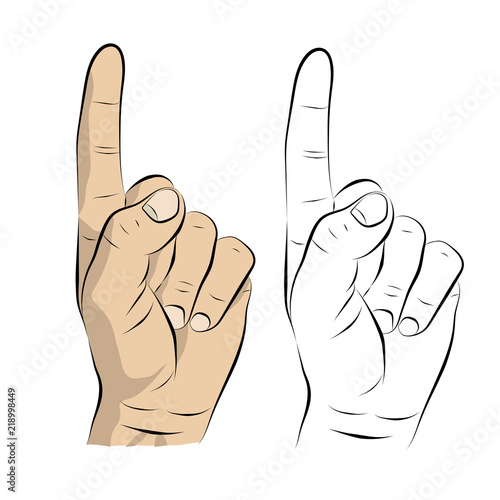 Sketch of the hand with the index finger up