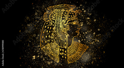 Tableau sur toile Abstract ancient Egyptian background, Cleopatra. Gold