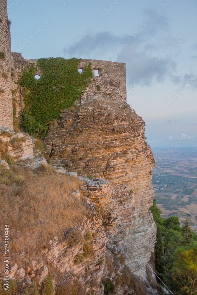 Erice in Sicily, beautifully located 750 m above sea level medieval norman fortress Castello di Venere