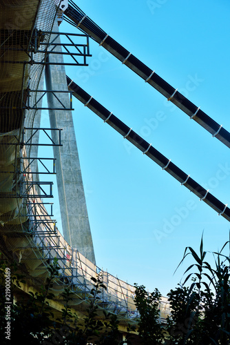 Detail of the forestay of the Morandi Bridge collapsed on 14 2018 Genoa Italy photo