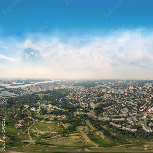 Aerial view 360 degrees panorama of Kiev above the National Botanical Garden named after M.M. Grishka. © LALSSTOCK