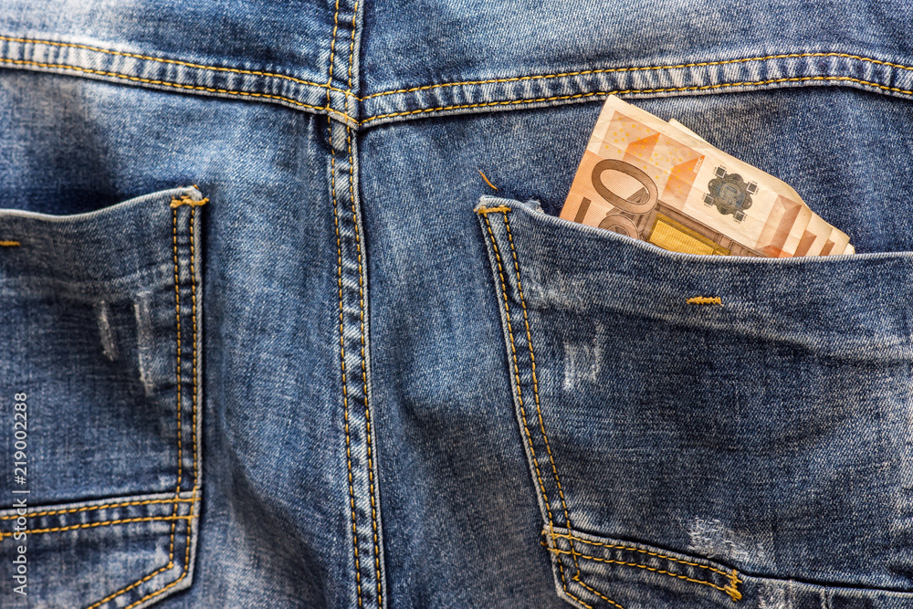 Jeans Pocket with Money, Euro Banknotes. Jeans Pocket with Money, Euro Banknotes.
