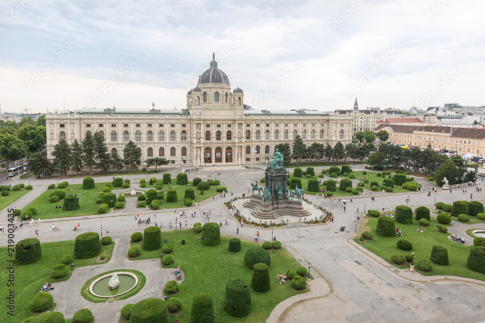 Panorama of Maria Theresien Platz in Vienna, Austria