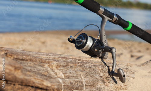 Fishing reel, blurred background