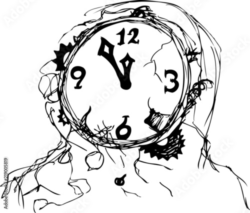 Sketch of an old damaged clock