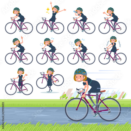 flat type Bob hair black dress women_road bike