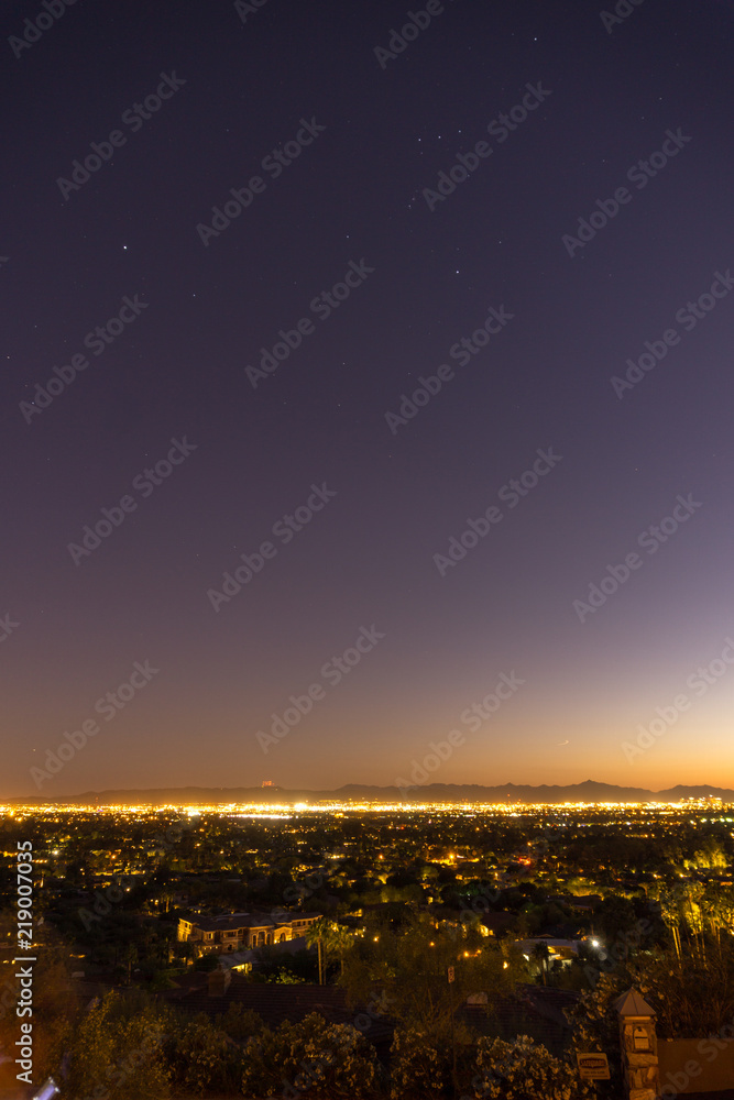 panoramic view of Phoenix, Arizona at night