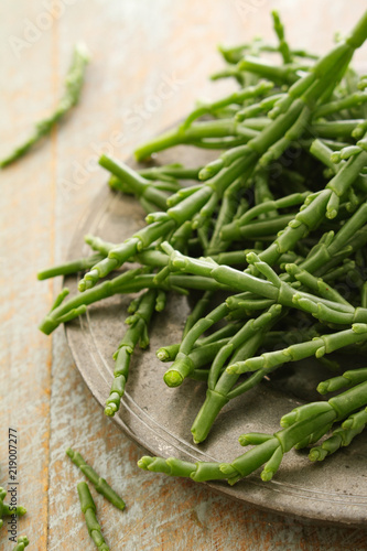 preparing fresh samphire photo