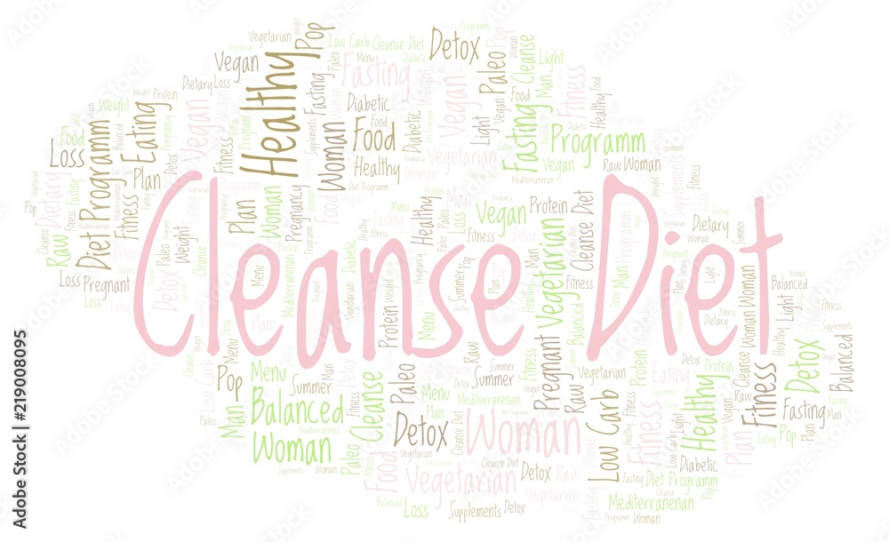 Obraz premium Word cloud with text Cleanse Diet on a white background.