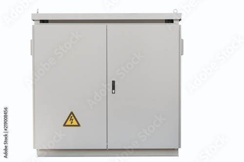 Transformer cabinet, Outdoor electric control box isolated on white with clipping path