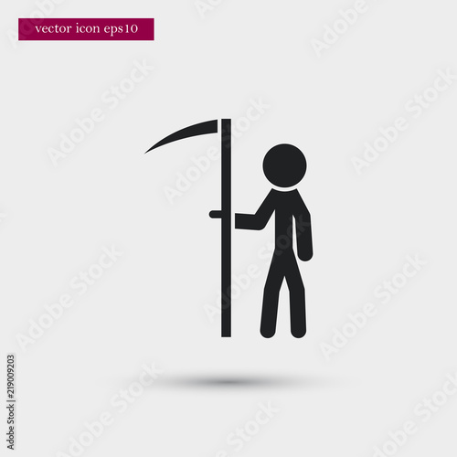 Farmer with scythe icon. Simple gardening element illustration. Vector symbol design from agriculture collection. Can be used in web and mobile.