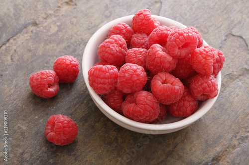 fresh ripe red raspberries