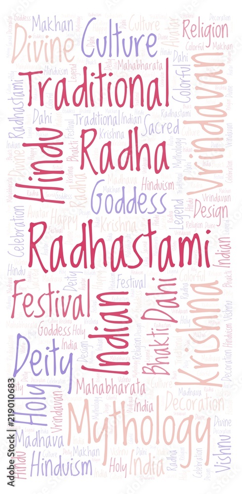Radhastami vertical in banner form word cloud. Radhastami vertical in banner form word cloud.