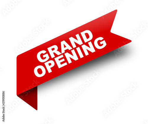 red vector banner ribbon grand opening