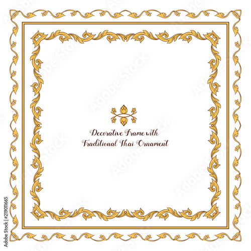 Set of frames with  decorative elements of traditional Thai orna