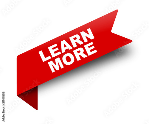 red vector banner ribbon learn more