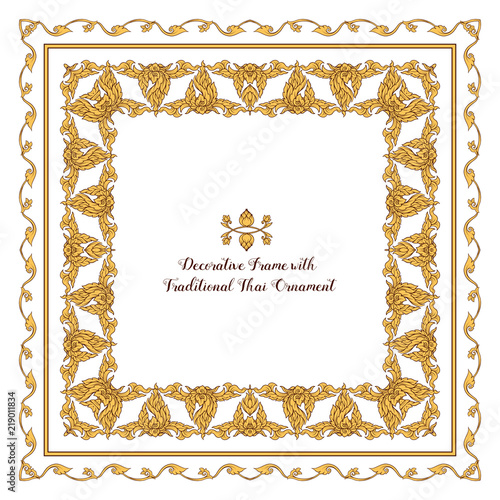 Set of frames with  decorative elements of traditional Thai orna