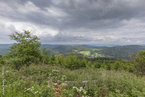 Blick auf sauerl  nder Dorf Milchenbach   ber tausend Berge
