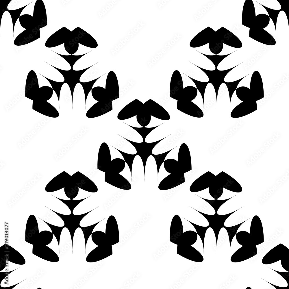 Fototapeta premium Black and white seamless pattern. For print onto fabric, textile. Vector illustration