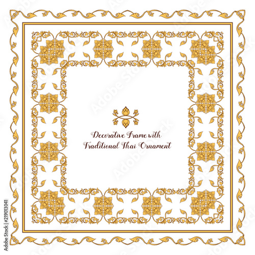 Set of frames with  decorative elements of traditional Thai orna