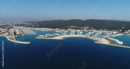 Aerial view of marina Dalmacija, harbour, port, yacht club in Sukošan, Adriatic sea, Croatia