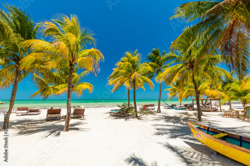 Fototapeta Naklejka Na Ścianę i Meble -  Tropical beach setting on Isla Holbox, Mexico