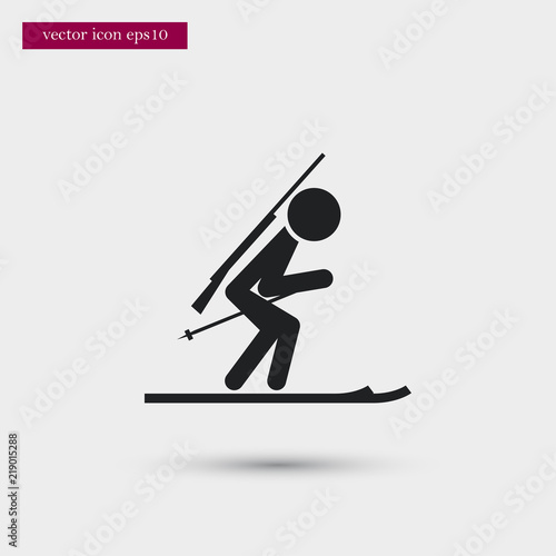 Biathlete icon. Simple sportsman element illustration. Biathlon symbol design from sport collection. Can be used in web and mobile.
