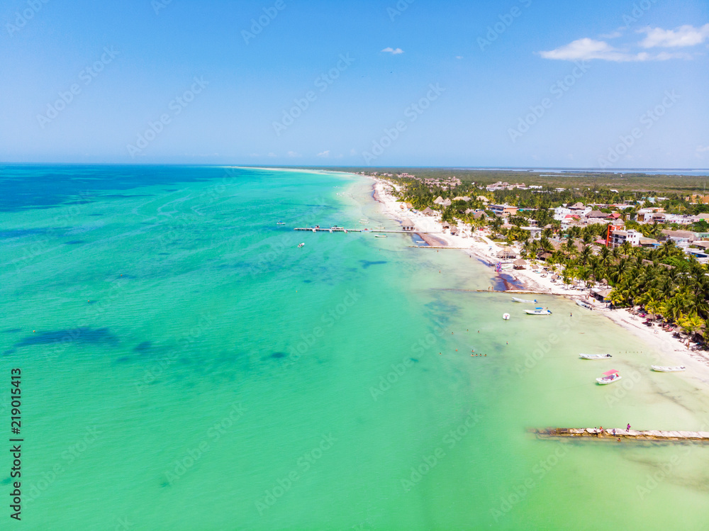 Aerial view of sunny Isla Holbox,  Mexico