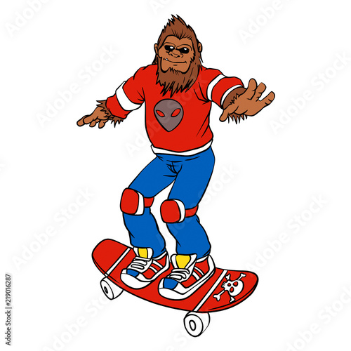  Bigfoot skater cartoon illustration © oldstores