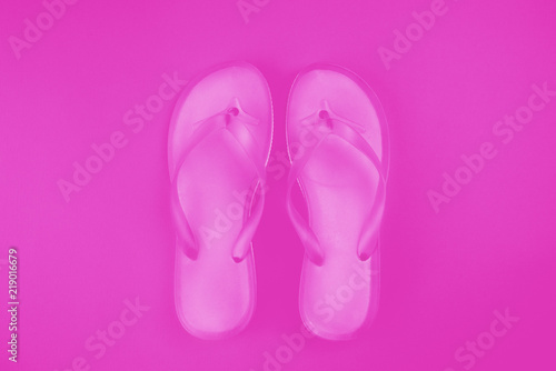 Stylish pink flip flop sandals top view