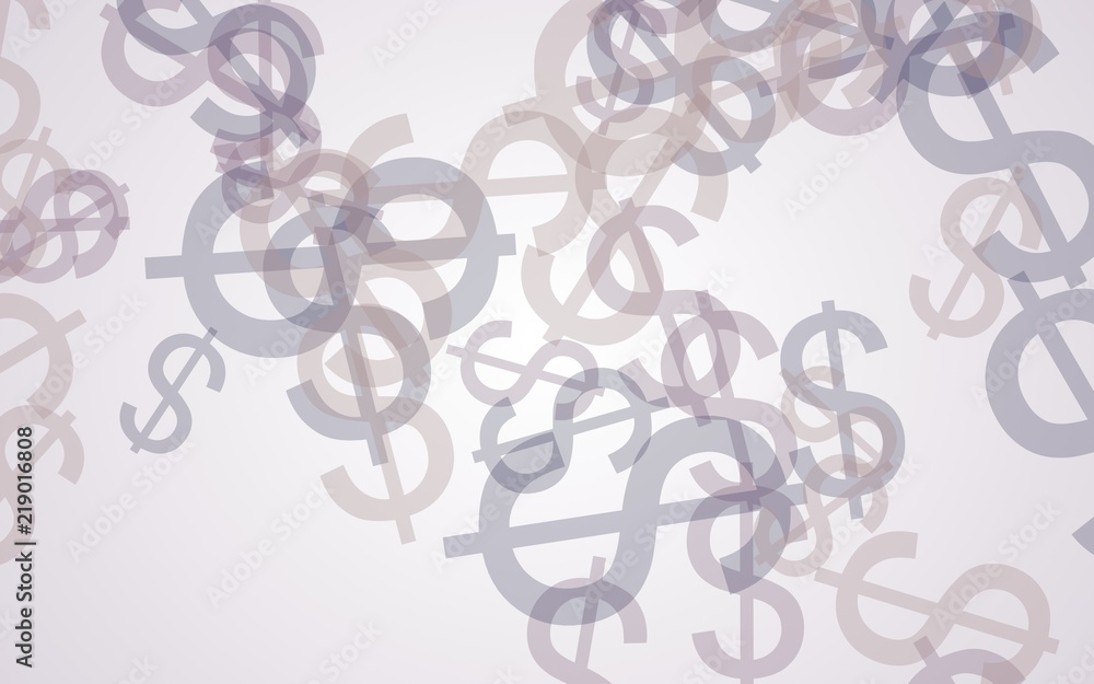 Multicolored translucent dollar signs on white background. Red tones. 3D illustration Multicolored translucent dollar signs on white background. Red tones. 3D illustration