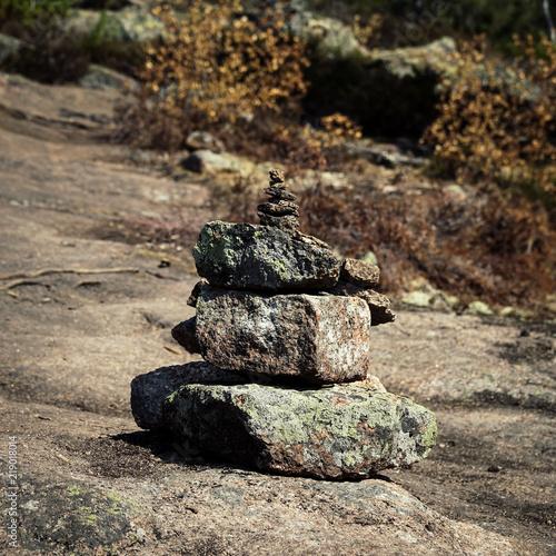 Stack of stones marking hik...