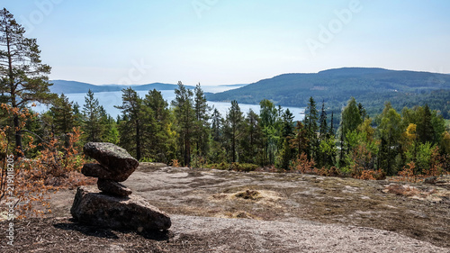 Stack of stones marking hik...