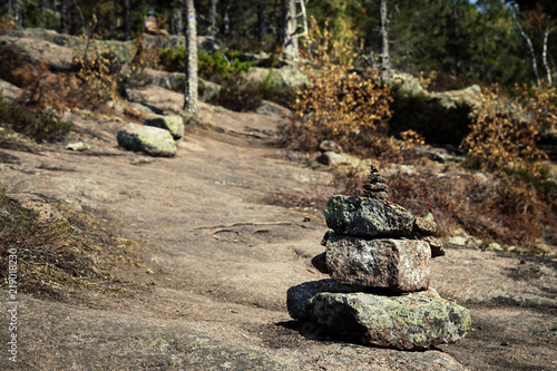 Stack of stones marking hik...